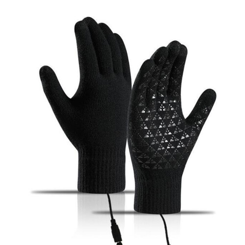 (black) Electric Heated Gloves USB Rechargeable Touchscreen Winter