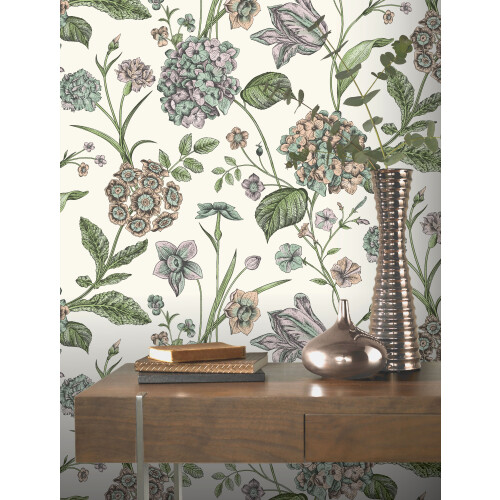 (SAMPLE) Hydrangea Garden Flowers Floral Wallpaper Roll 2