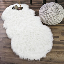 (White, United States) Noahas Plush Soft Sheepskin Bedroom Carpet 80x160cm Faux Sheepskin Area Rugs Silky Long Wool Carpet For Living Room Home Decor