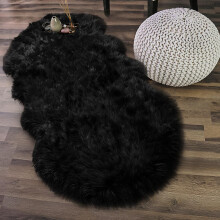 (Black, Russian Federation) Noahas Plush Soft Sheepskin Bedroom Carpet 80x160cm Faux Sheepskin Area Rugs Silky Long Wool Carpet For Living Room Home Decor