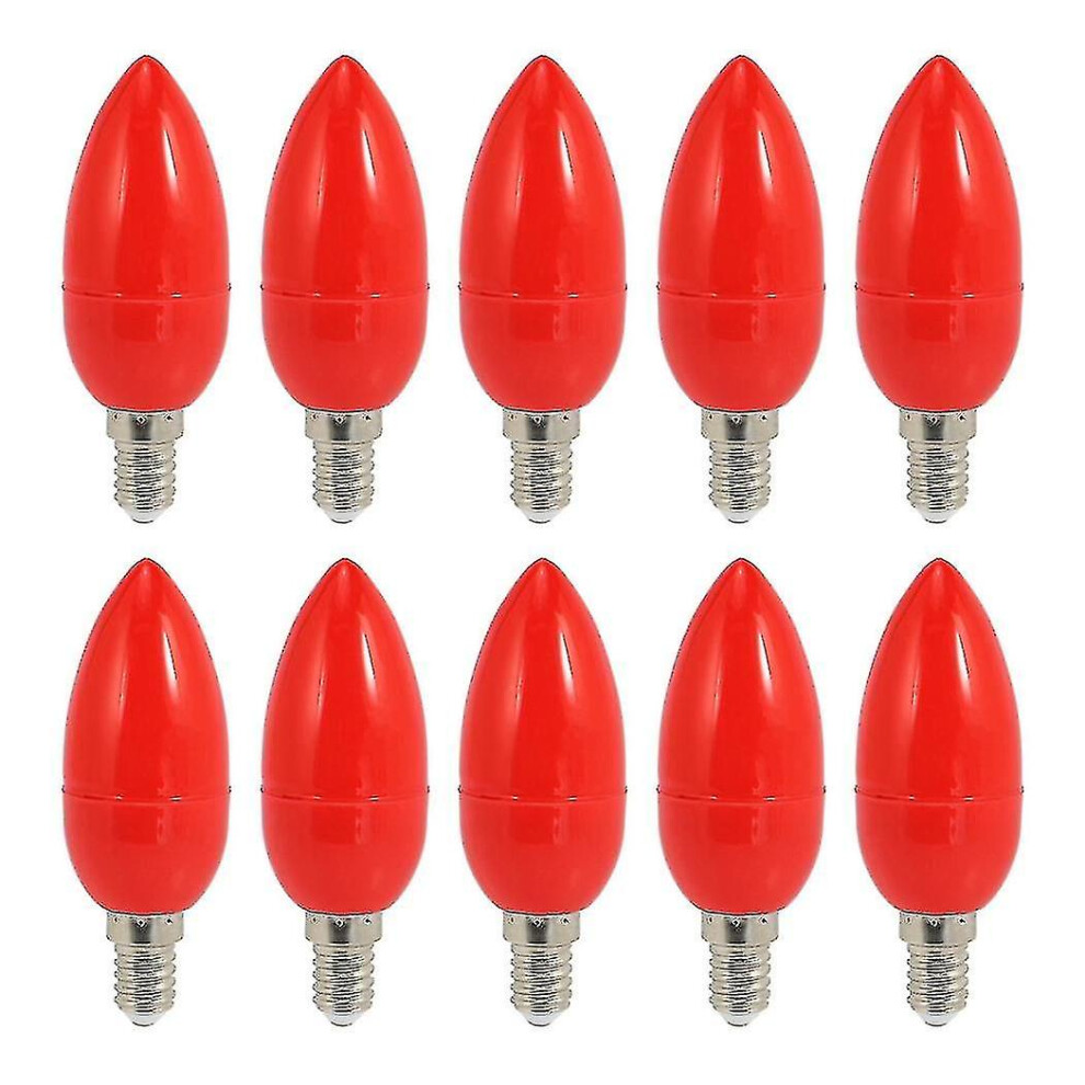 10X Led Candle Candle Bulbs Fortune Lamp God S Energy Saving Candle S,E14 Light/Red