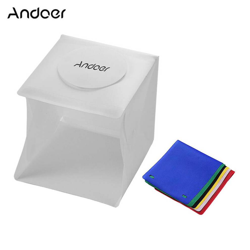 Andoer Portable Photo Studio Led Light Box Shooting Tent Mini Folding Photography Studio Softbox With 6 Colors Backdrops 2pc Led Strip With 40pcs Ligh