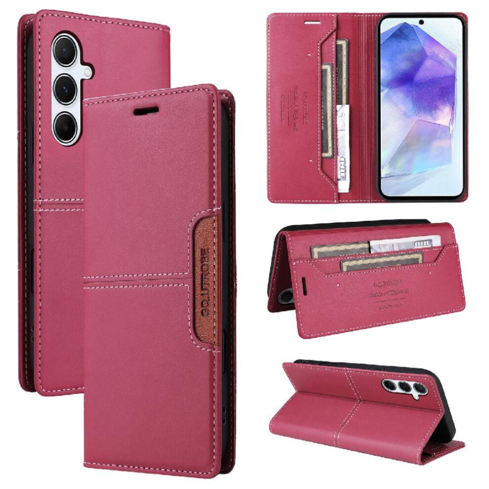 (Red) Flip Case For Samsung Galaxy A55 5G Wallet Shockproof Flip Cover Rfid Blocking Red 764762832131