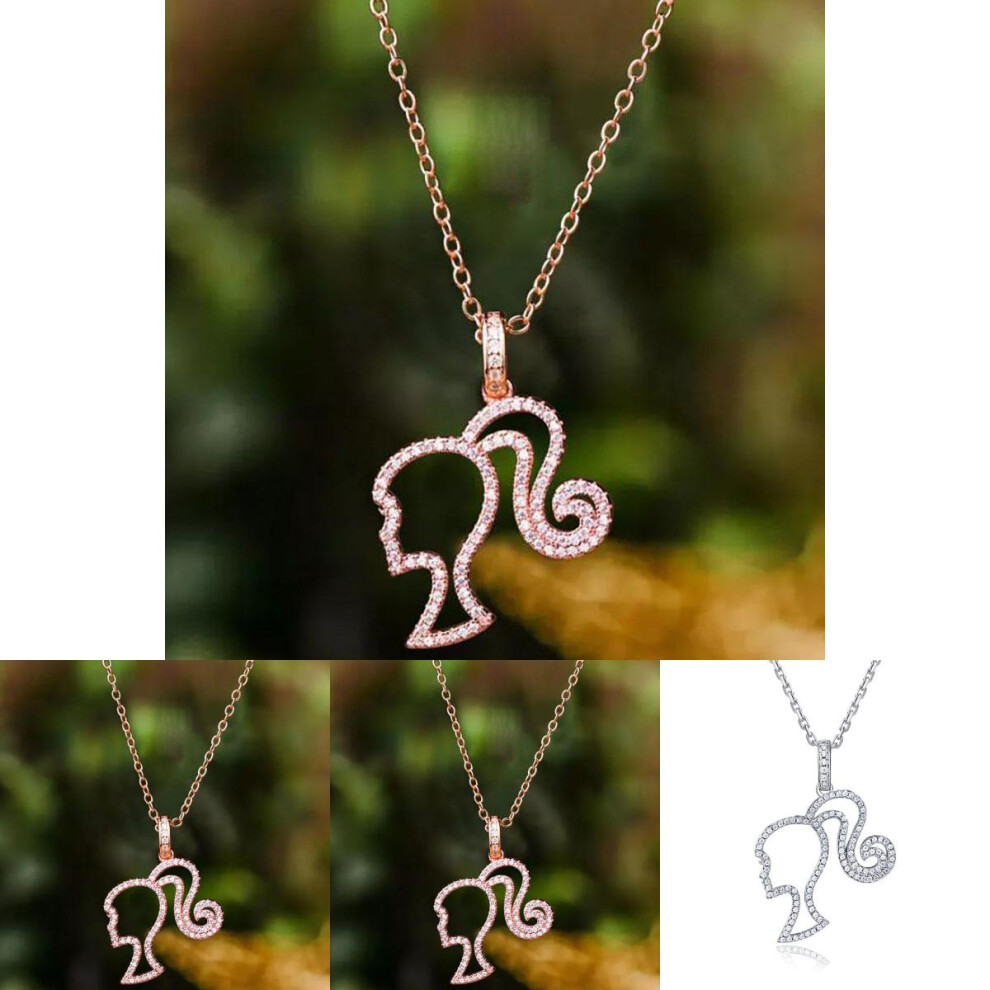 Dazzling Barbie Themed Pendant Necklace With Simple Heart Detail For Fashionable Layering In Rose Gold