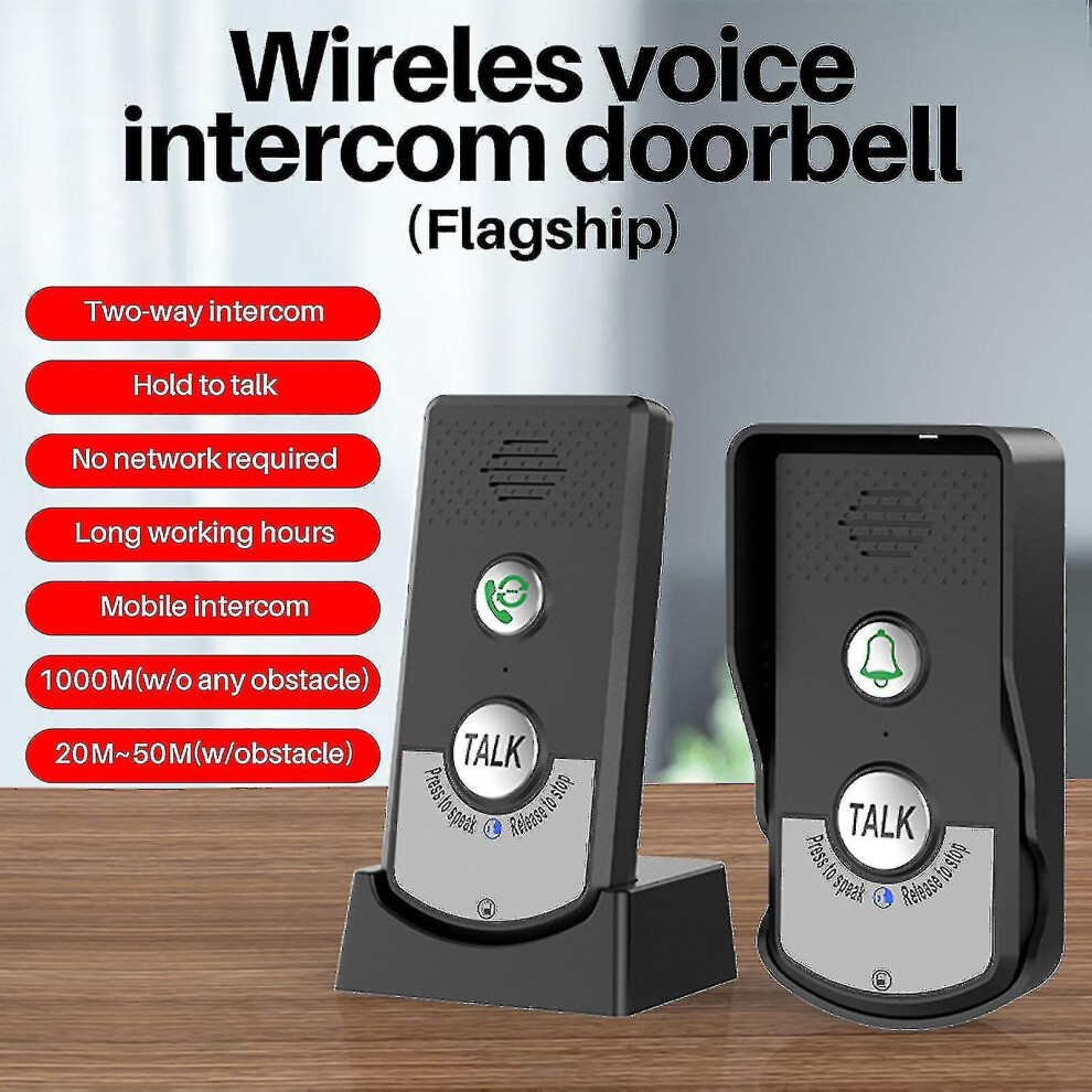 Voice Intercom Doorbell Wireless Doorbell 1-8 Floors Two-way Intercom Ultra-long Standby Wireless Distance 1000 Meters