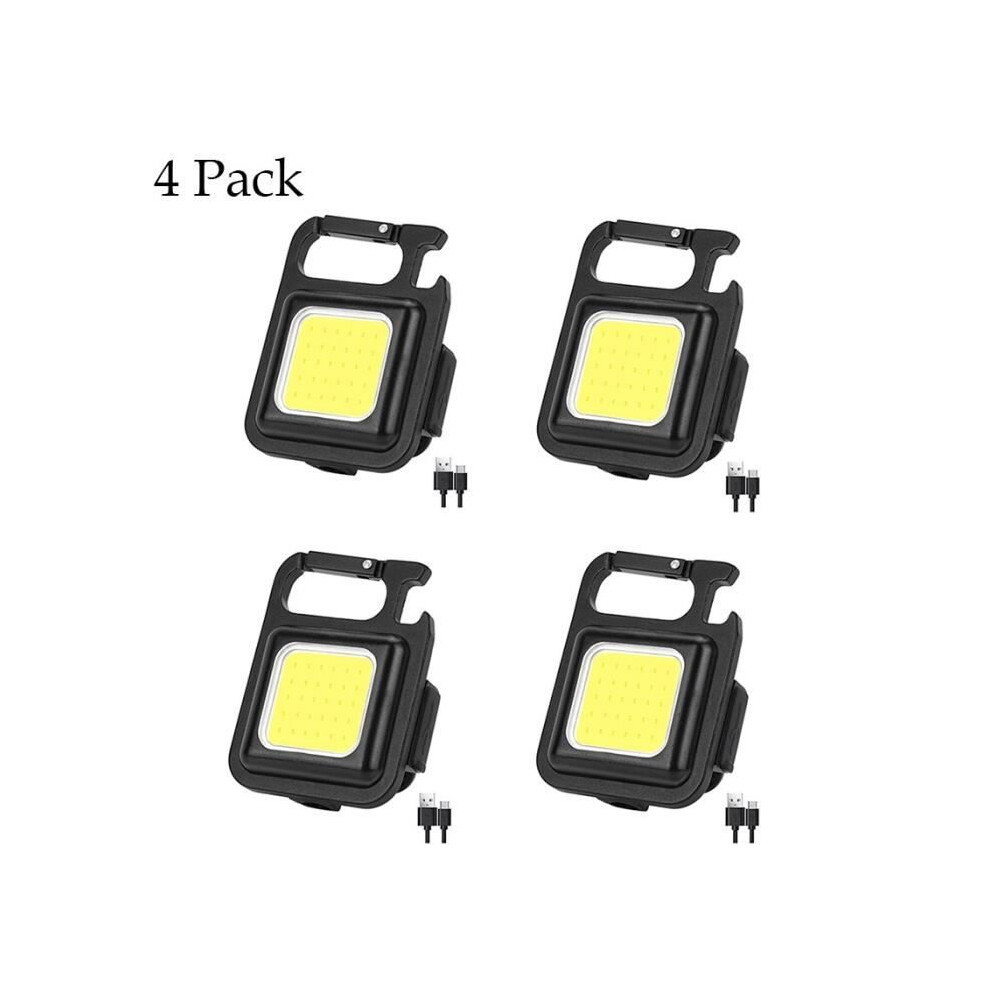 FLASHLIGHT,4 Pack--Mini Portable LED Flashlight, USB Rechargeable, 800 Lumens Work Light, Illuminated Keychain,