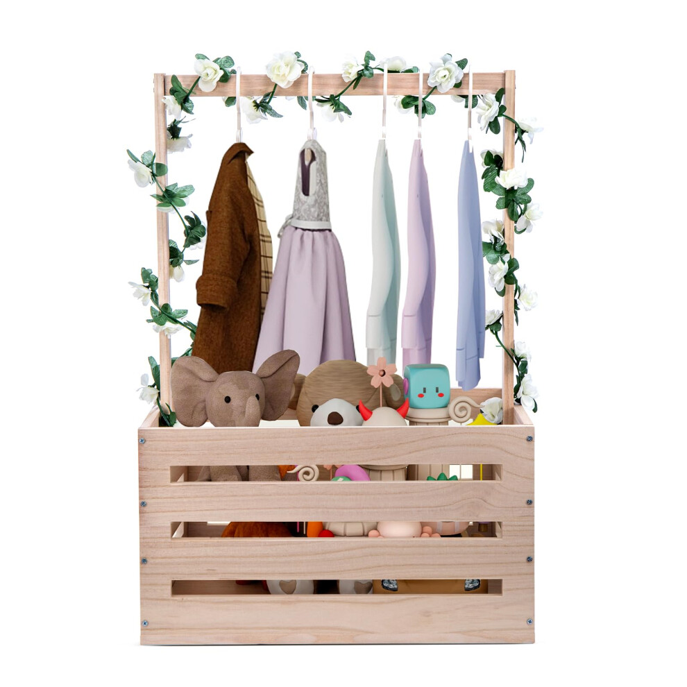 (Beige) Wooden Baby Shower Basket with Handle for New Born Baby