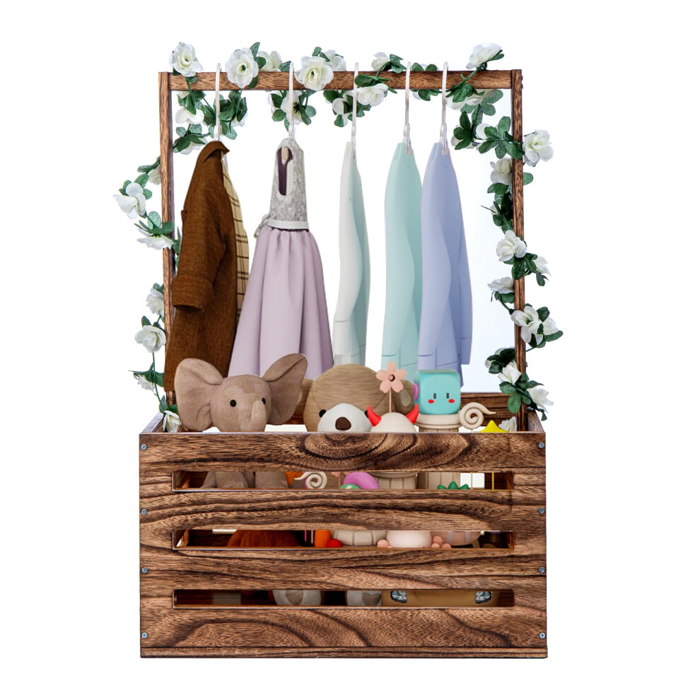 (Brown) Wooden Baby Shower Basket with Handle for New Born Baby