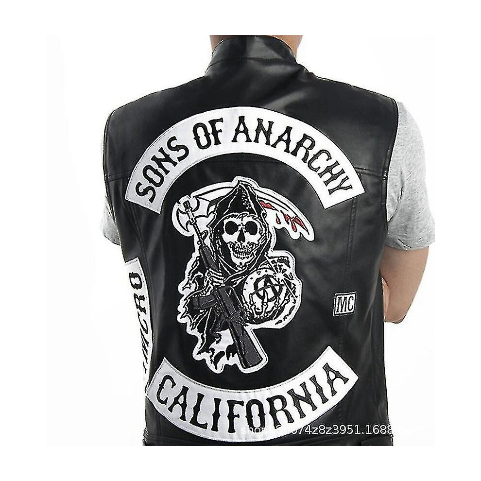 (Vest, XL) Sons Of Anarchy Hoodie Tv Soa Cosplay Costume Men Zipper Jacket Leather Vest Rock Punk Cap Mayans Mc