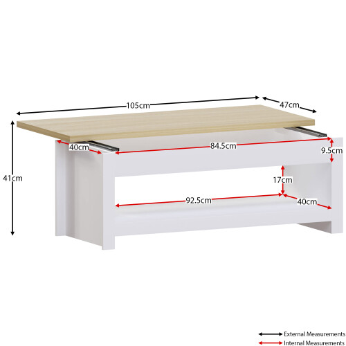Vida Designs (White & Oak) Arlington Coffee Table with Sliding Top & Drawer 2