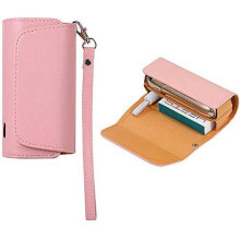 (Pink) Aoopoo Electronic Cigarette And Lighter Case Portable Pu Cigarette Container With Lanyard Compatible With Iqos 30 (black)