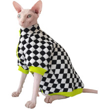 Hairless Cat Clothing Cat Sphinx Hairless Cat Warm Coat Cat Pet Onesie Cat Plaid Cotton Jacket (Medium, Set1)