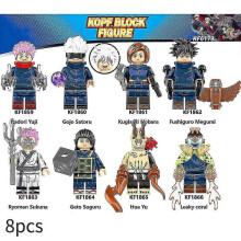 8pcs/set Jujutsu Kaisen Building Blocks Minifigures Yuji Satoru Nobara Collectible Assembled Toys Kids Fans Gift