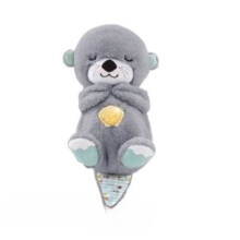 (Gray) With Breathing Movement Soothing Sleeping Otter Toy Musical Stuffed Baby Toy
