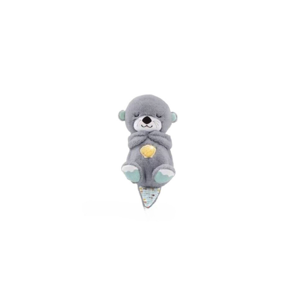 (Gray) With Breathing Movement Soothing Sleeping Otter Toy Musical Stuffed Baby Toy Gray