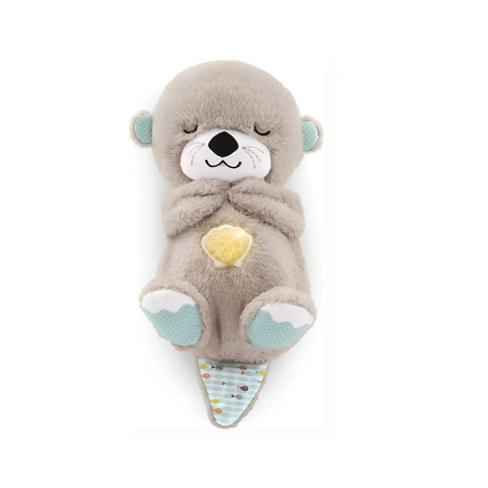 (Brown) With Breathing Movement Soothing Sleeping Otter Toy Musical Stuffed Baby Toy Brown