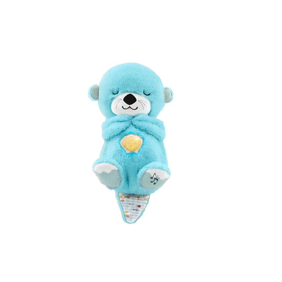 (Blue) With Breathing Movement Soothing Sleeping Otter Toy Musical Stuffed Baby Toy Blue
