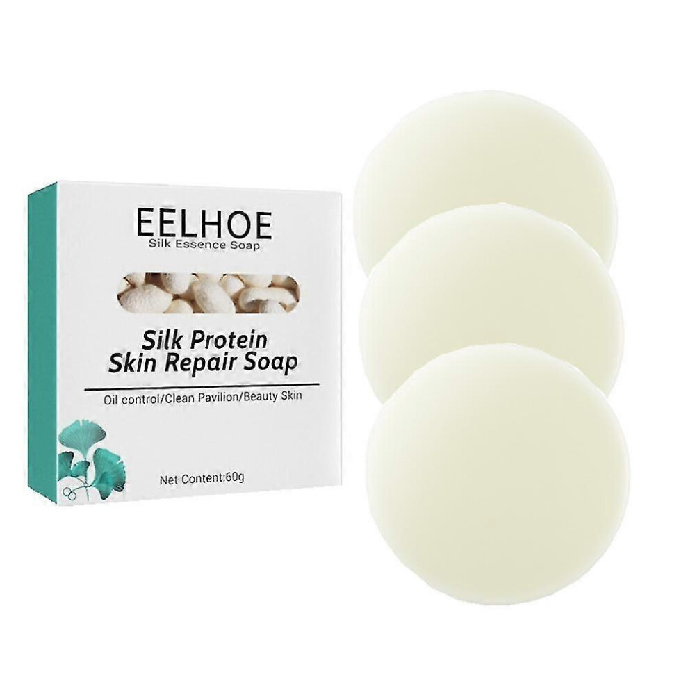 3pcs Goat Milk Silk Soap Acne Removing And Skin Cleansing Soap Bar Silk Protein Skin Repair Moisturizings Mite Removal