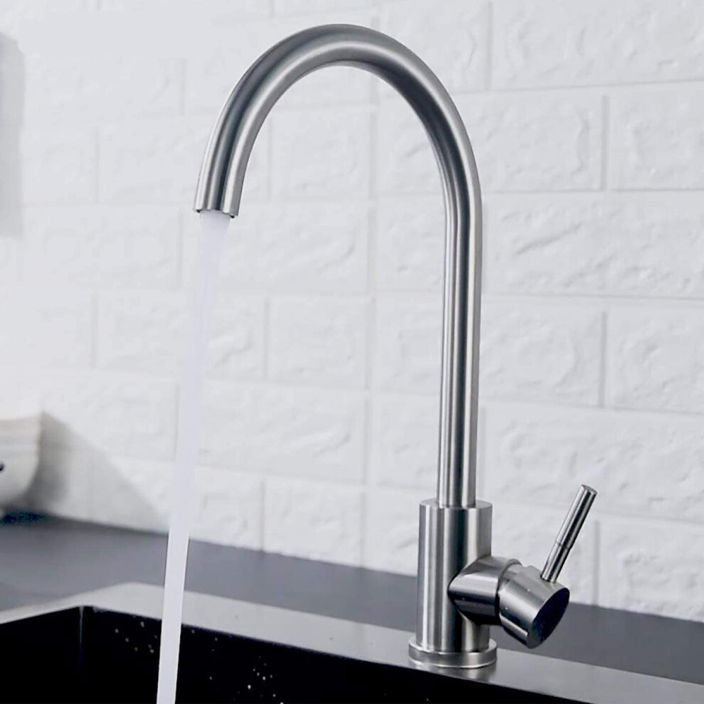 Nes Home Brushed Stainless Steel Finish Single Lever Kitchen Mixer Tap