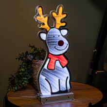 40cm Infinity Standing Reindeer with Metal Base, White and Red LEDs