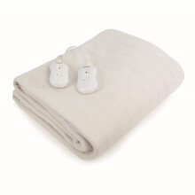 Carmen C81190 Double Fitted Electric Under Blanket with Overheat Protection, 65W x 2, White
