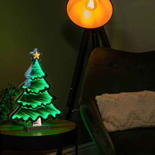 Snow Time 40cm Infinity Standing Christmas Tree with Metal Base and Green LEDs 1
