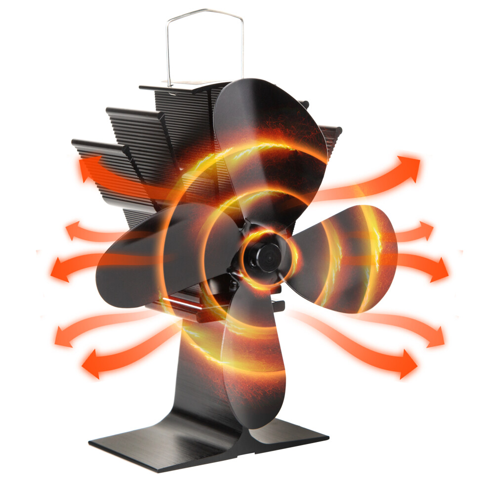 Photos - Fireplace Accessory ASAB Heat-Powered 4-Blade Stove Fan for Log Burner - Silent, Battery-Free Auto-Adjusting Heat Circulation 