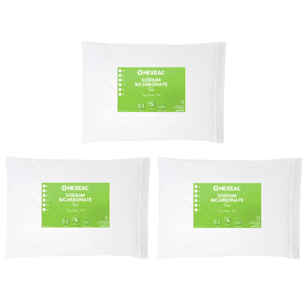 Hexeal Sodium Bicarbonate 15kg 3 x 5kg Bags of Food Grade, Fine Powder, E507