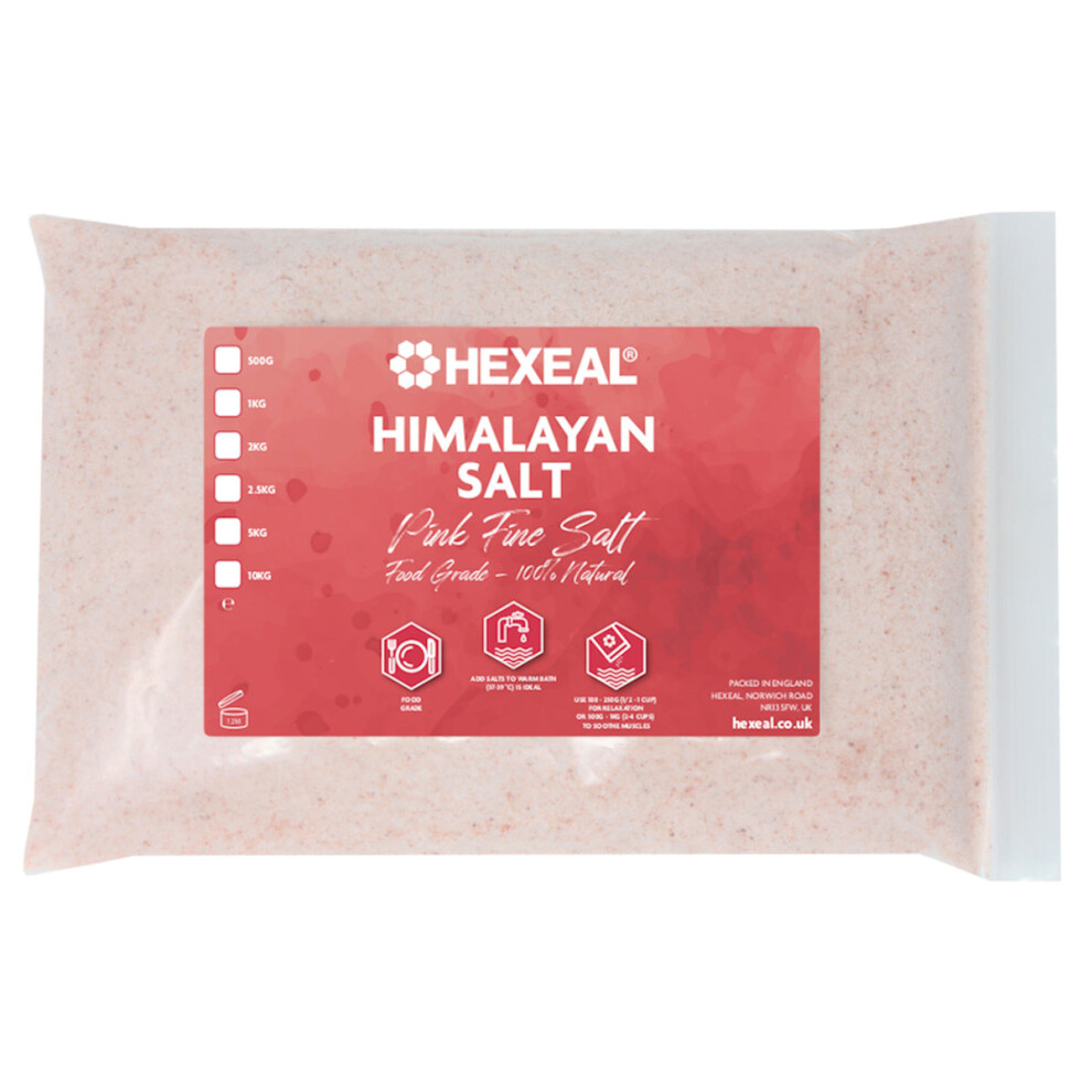 Hexeal Himalayan Salt 2Kg – 2Kg Bag Of 100% Natural Fine Food Grade Salt Pink
