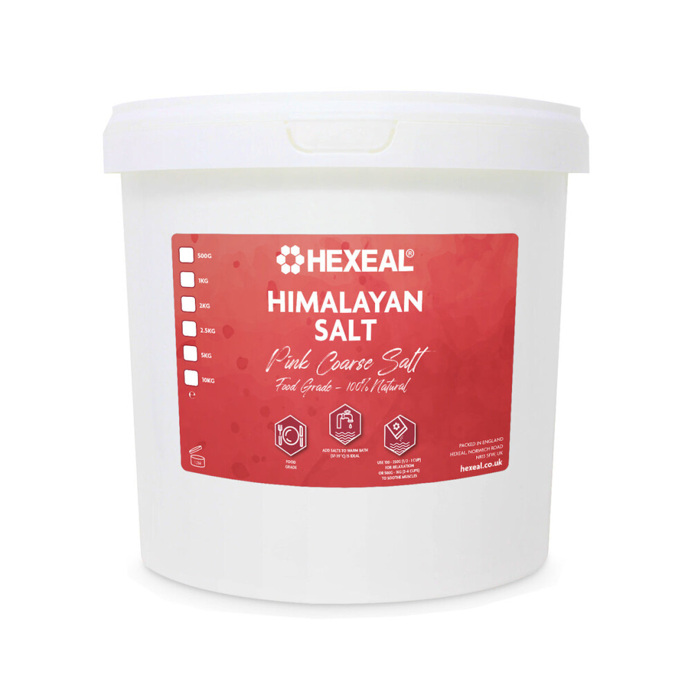 Hexeal Himalayan Salt 2.5Kg – 2.5Kg Bucket Of 100% Natural Fine Food Grade Salt Pink