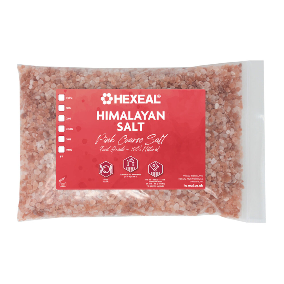 Hexeal Himalayan Salt 1Kg – 1Kg Bag Of 100% Natural Coarse Food Grade Pink