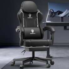 Dowinx Pocket-Spring Cushion Gaming Chair for Adults - Ergonomic, Massage, Wingless Seat, Back Storage Pouch, Extendable Footrest, 90-145 Recline