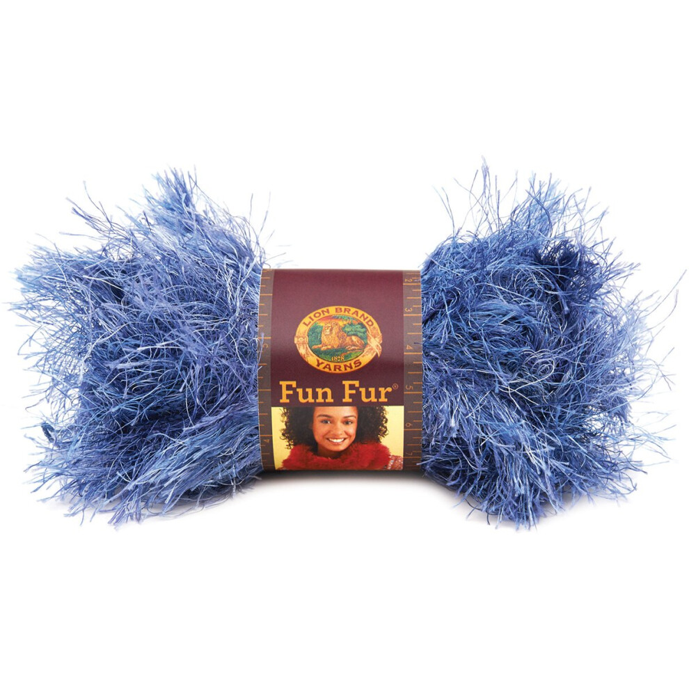 Lion Brand Yarn 320-203A Fun Fur Yarn  Indigo