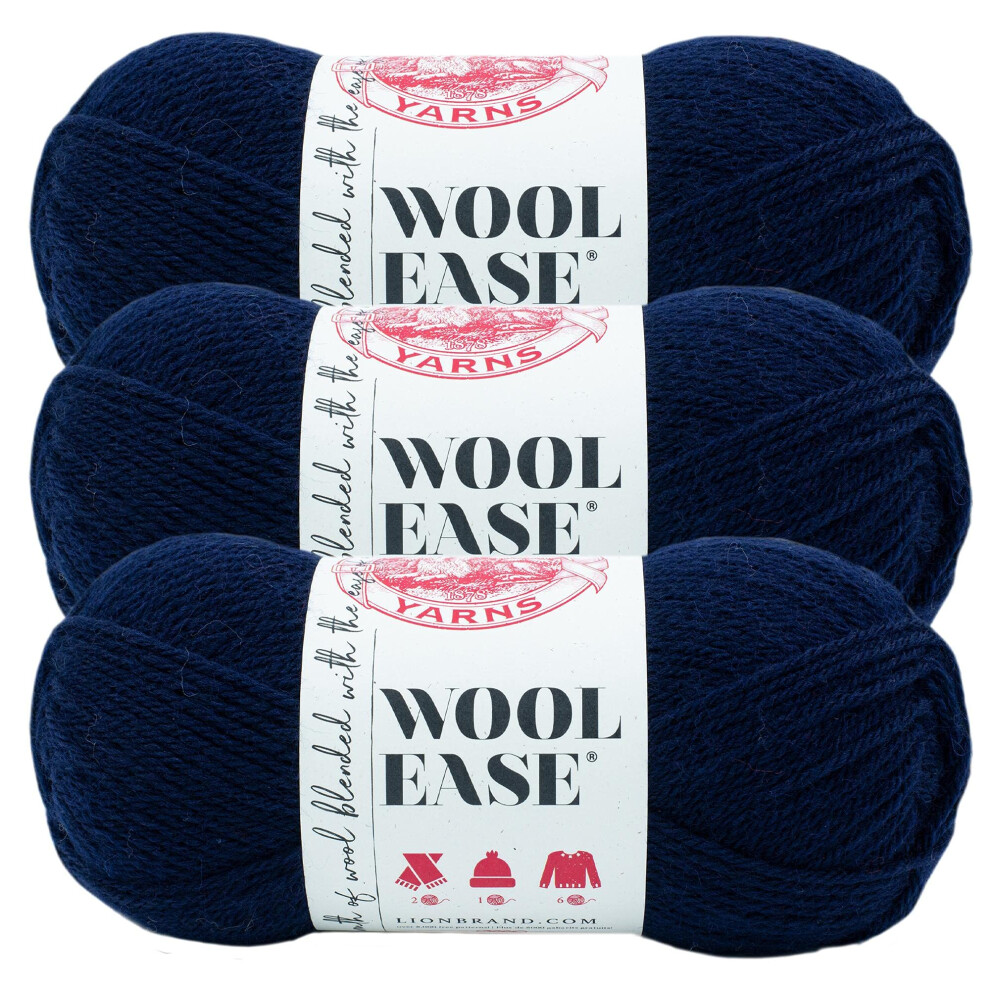 (3 Pack) Lion Brand Yarn Wool-Ease Yarn  Nightshade