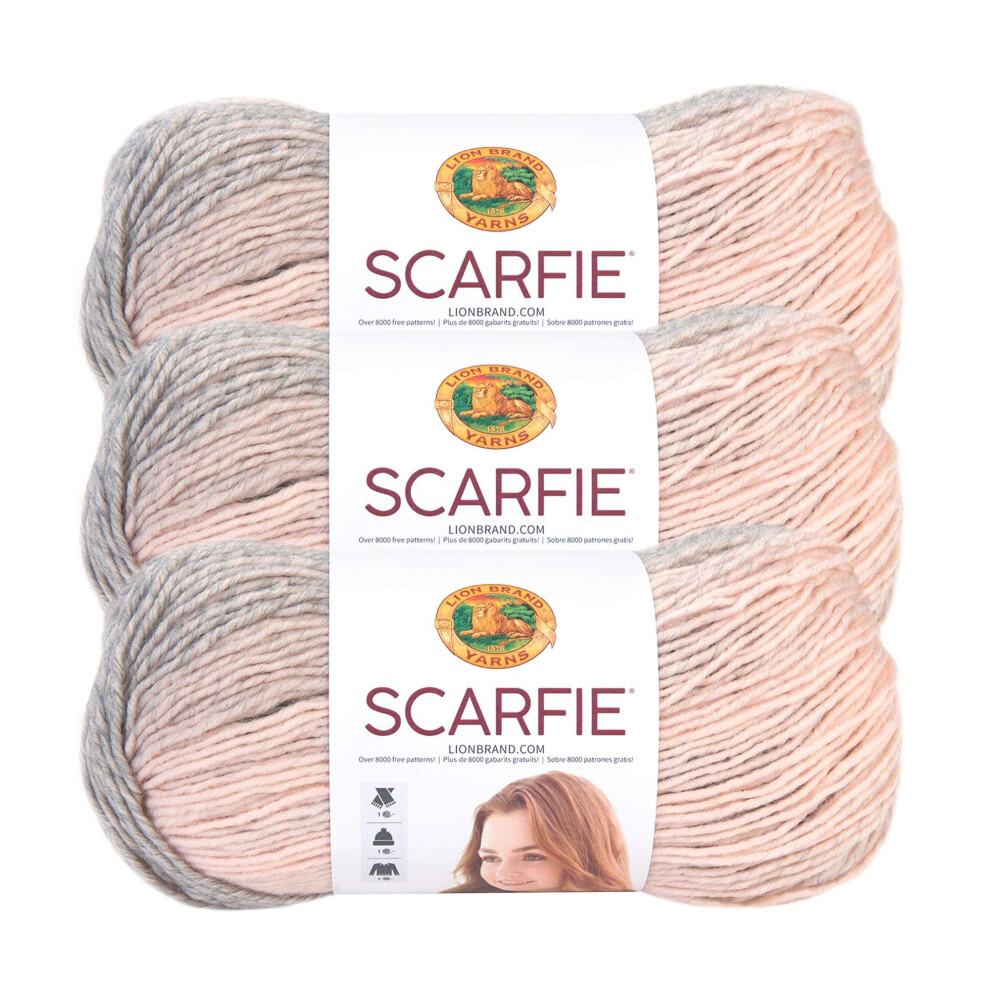 (3 Pack) Lion Brand Yarn Scarfie Bulky Yarn  Pink/Silver