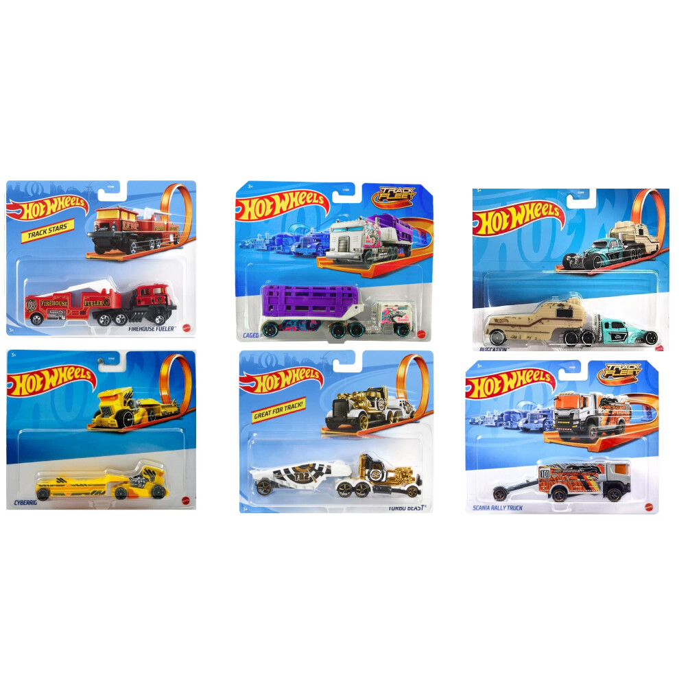 Hot Wheels Track Fleet 1:64 Scale Die-cast Trucks - Full Set of X6