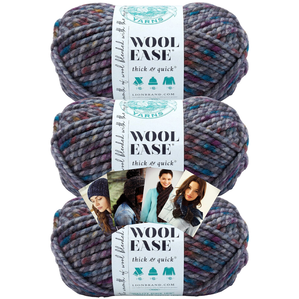 Lion Brand Yarn - Wool-Ease Thick & Quick - Prints & Stripes - 3 Pack