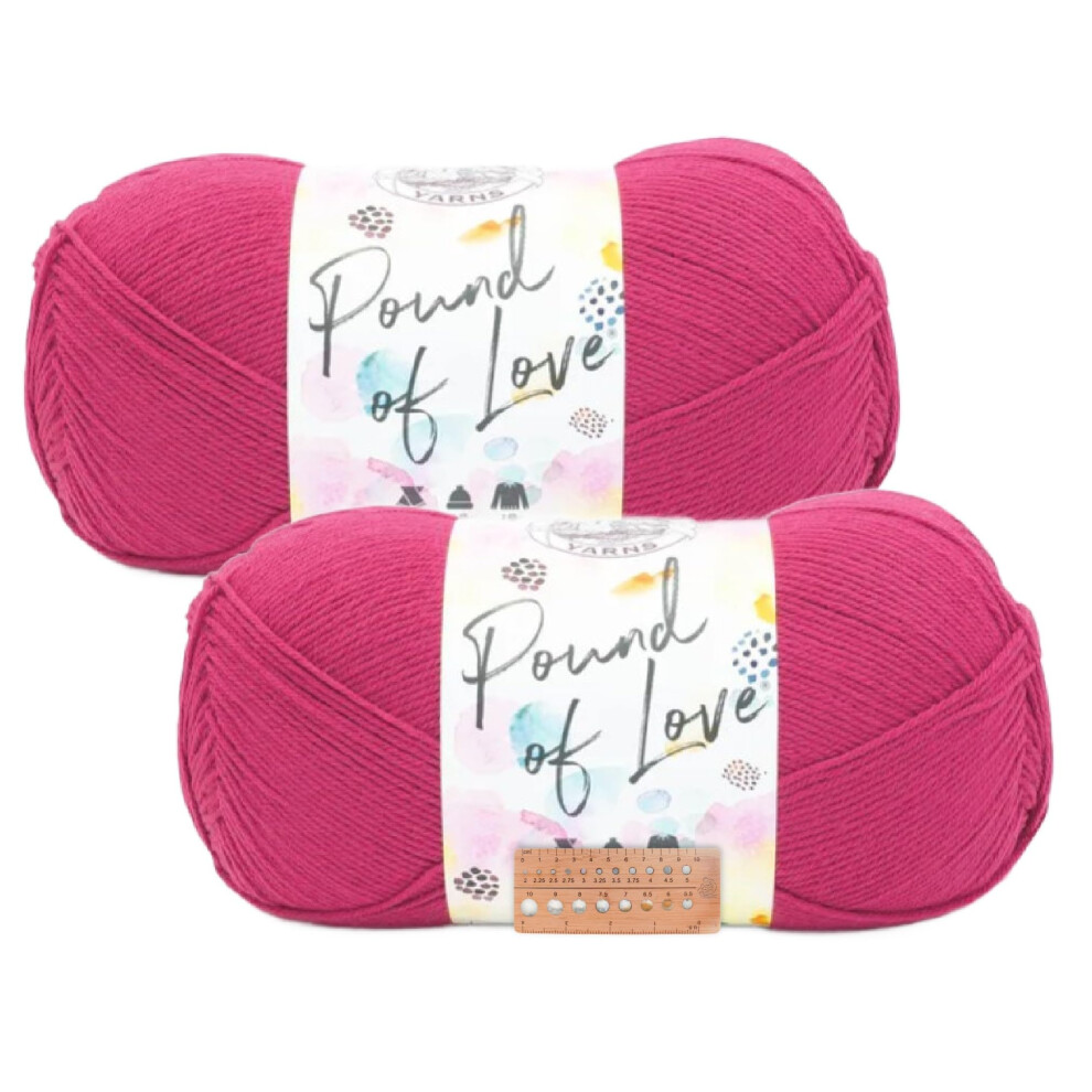 Lion Brand Yarn - Pound of Love - 2 Pack (Cerise)