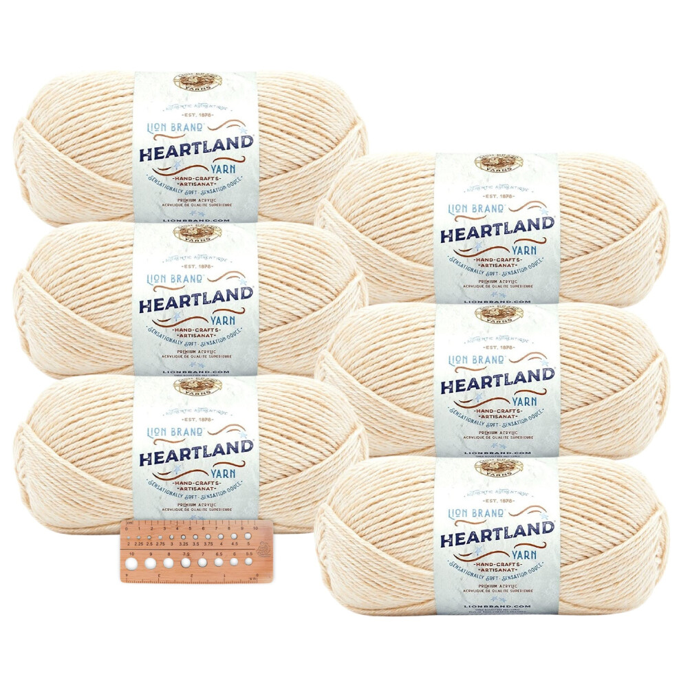 Lion Brand Yarn - Heartland - 6 Pack with Needle Gauge (Acadia)