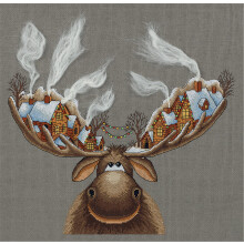 PANNA - Counted Cross Stitch Kit - Christmas Moose - ZM-7103-16 Count - Aida - 12.99 x 11.02 inch - DIY kit