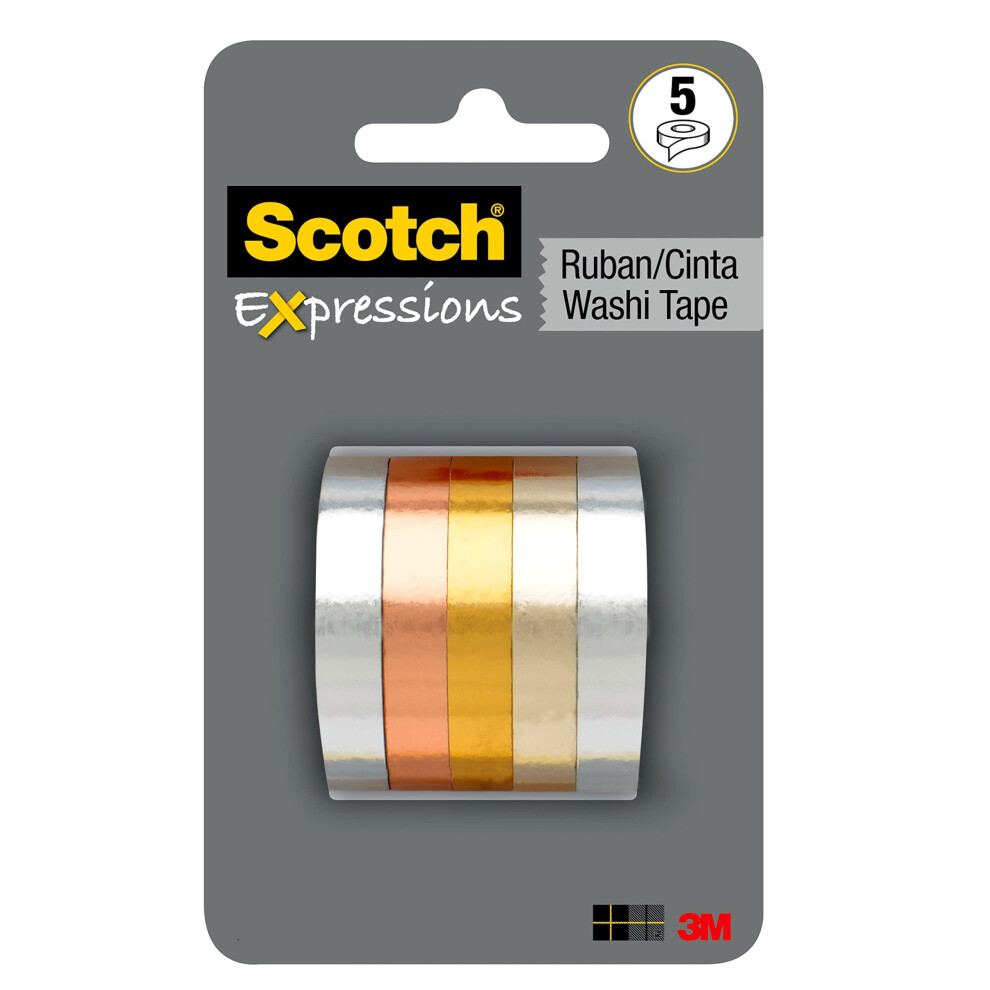 Scotch Expressions Washi Tape Multi Pack  5 rolls/pk  Thin Foil Collec