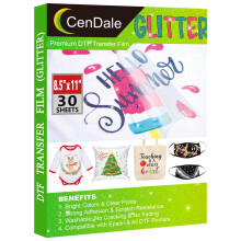 Cendale Glitter DTF Transfer Film - 8.5 """" X11 """" 30 Sheets Farverig glitter DTF -film til sublimering Hack Direct to Film Printing On Light & Da