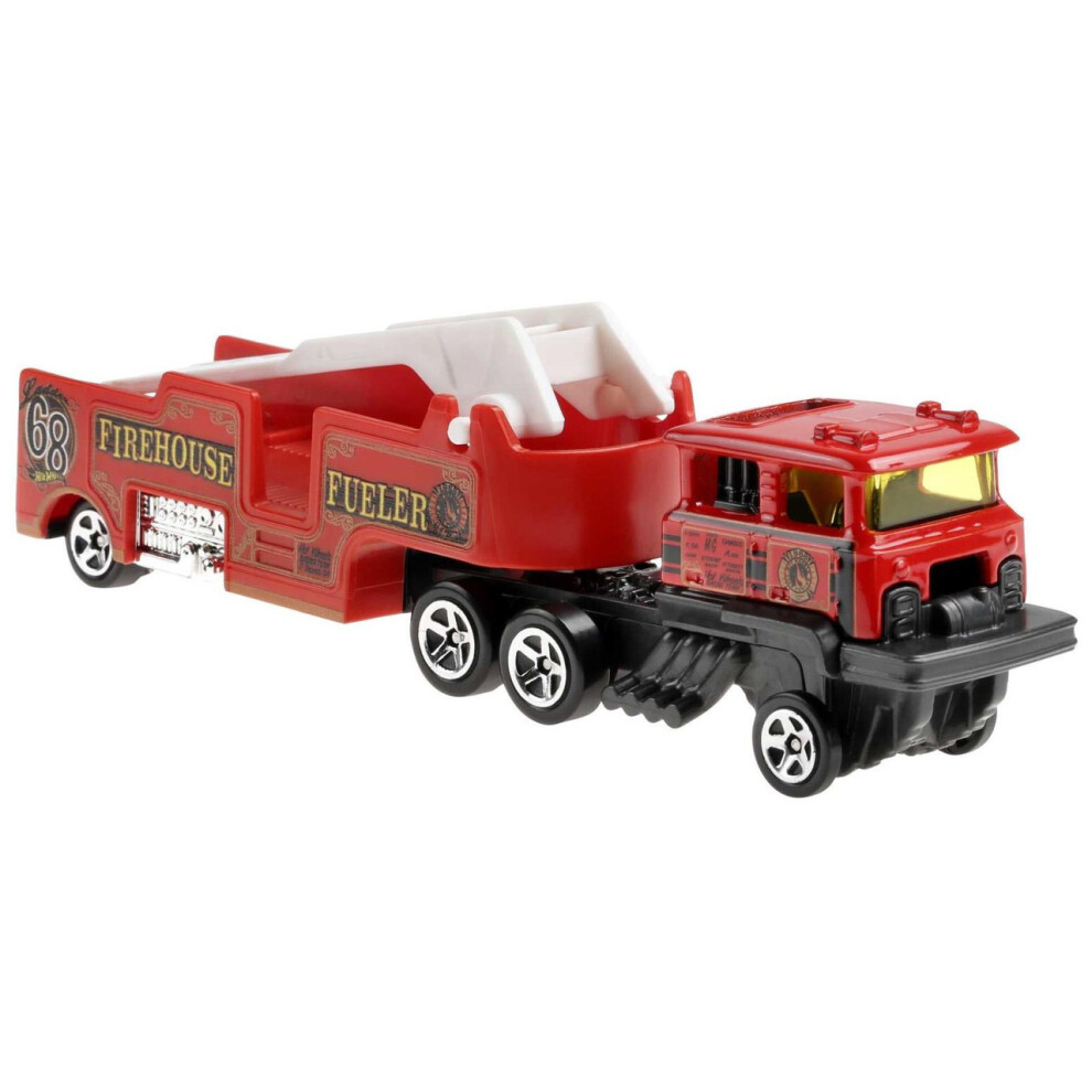 (Firehouse Fueler) Hot Wheels Track Fleet 1:64 Scale Die-cast Trucks