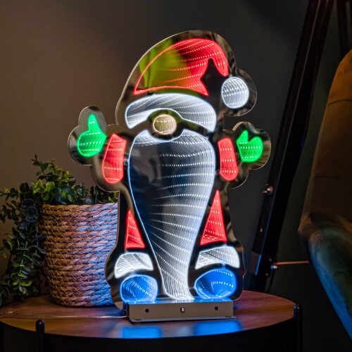 Snow Time 40cm Infinity Christmas Santa with Metal Base and Multi-Coloured LEDs