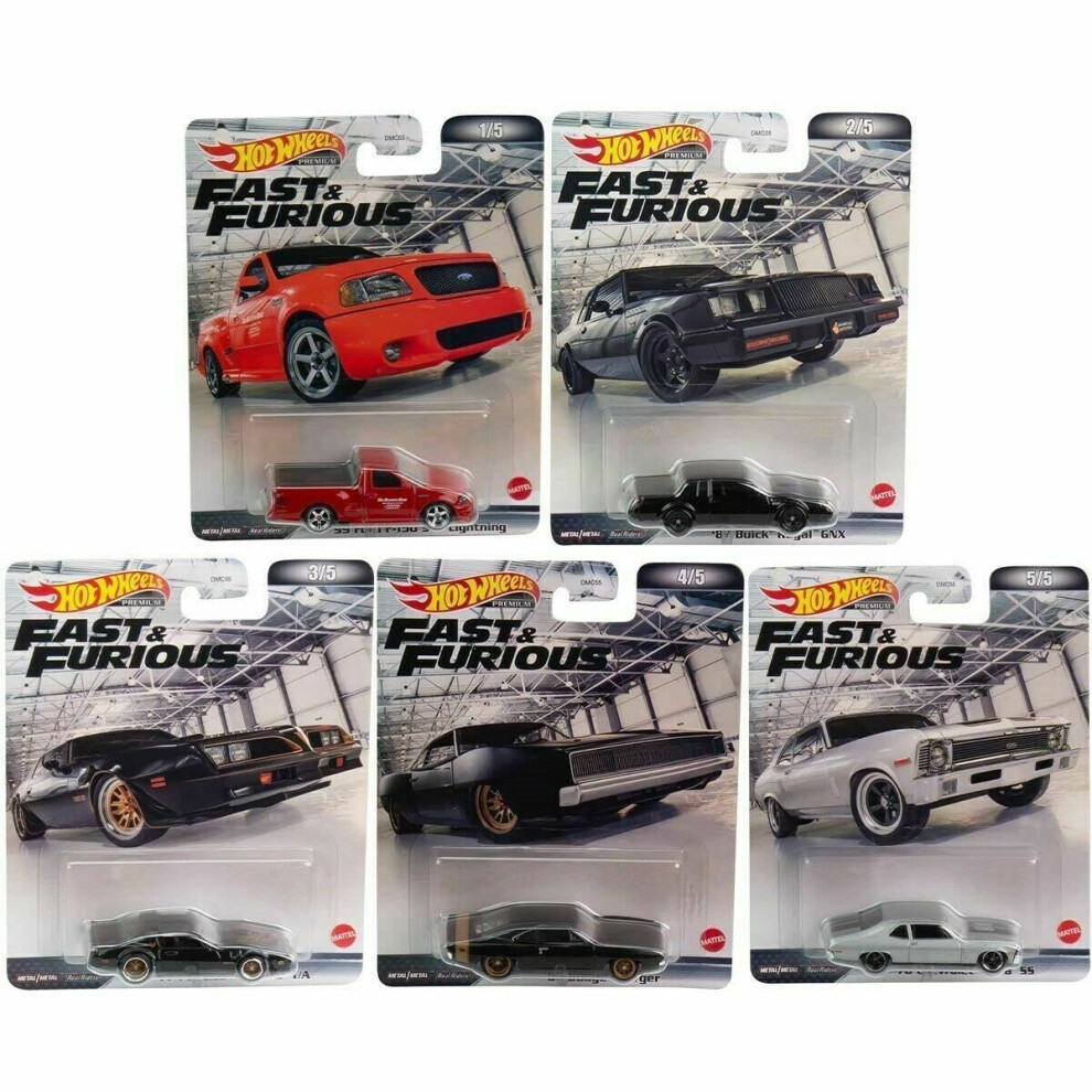 Hot Wheels Premium Fast & Furious 2022 Complete Set of 5 Diecast Vehic