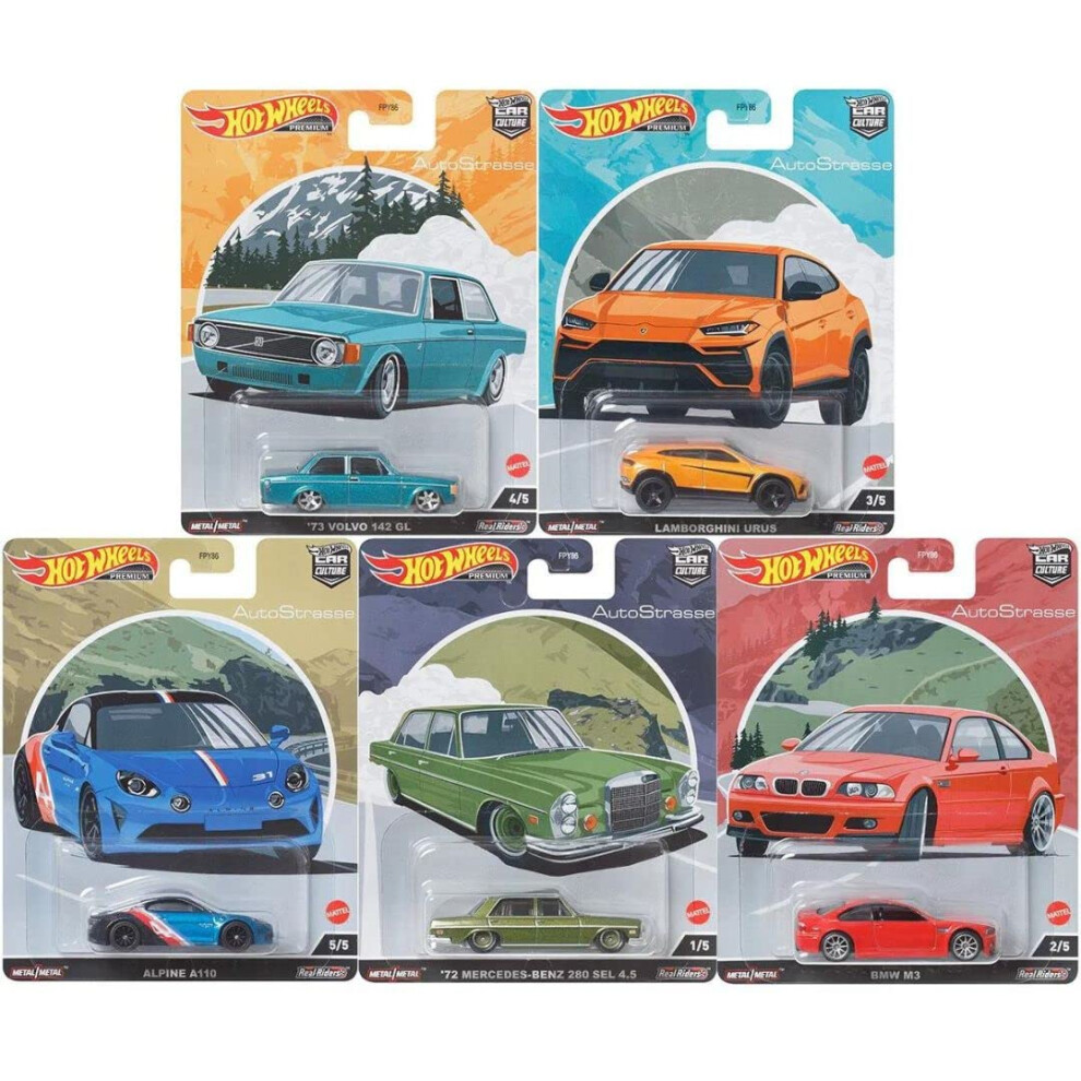 Hot Wheels Car Culture 2022 AutoStrasse Complete Set of 5 Diecast Vehi