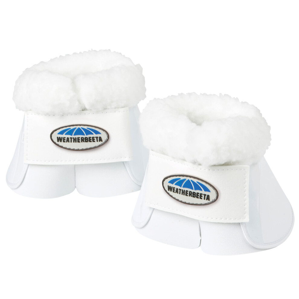 Weatherbeeta Fleece Trim Impact Bell Boots  White  Full