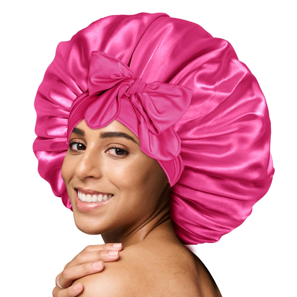 BONNET QUEEN Bonnet en soie pour dormir Femmes Bonnet en satin Bonnet pour cheveux Grand bonnet de nuit bonnet de nuit enveloppant pour cheveux b