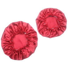 SweetEasy Pack de 2 gorras de satén para dormir de padres e hijos con banda elástica (vino)
