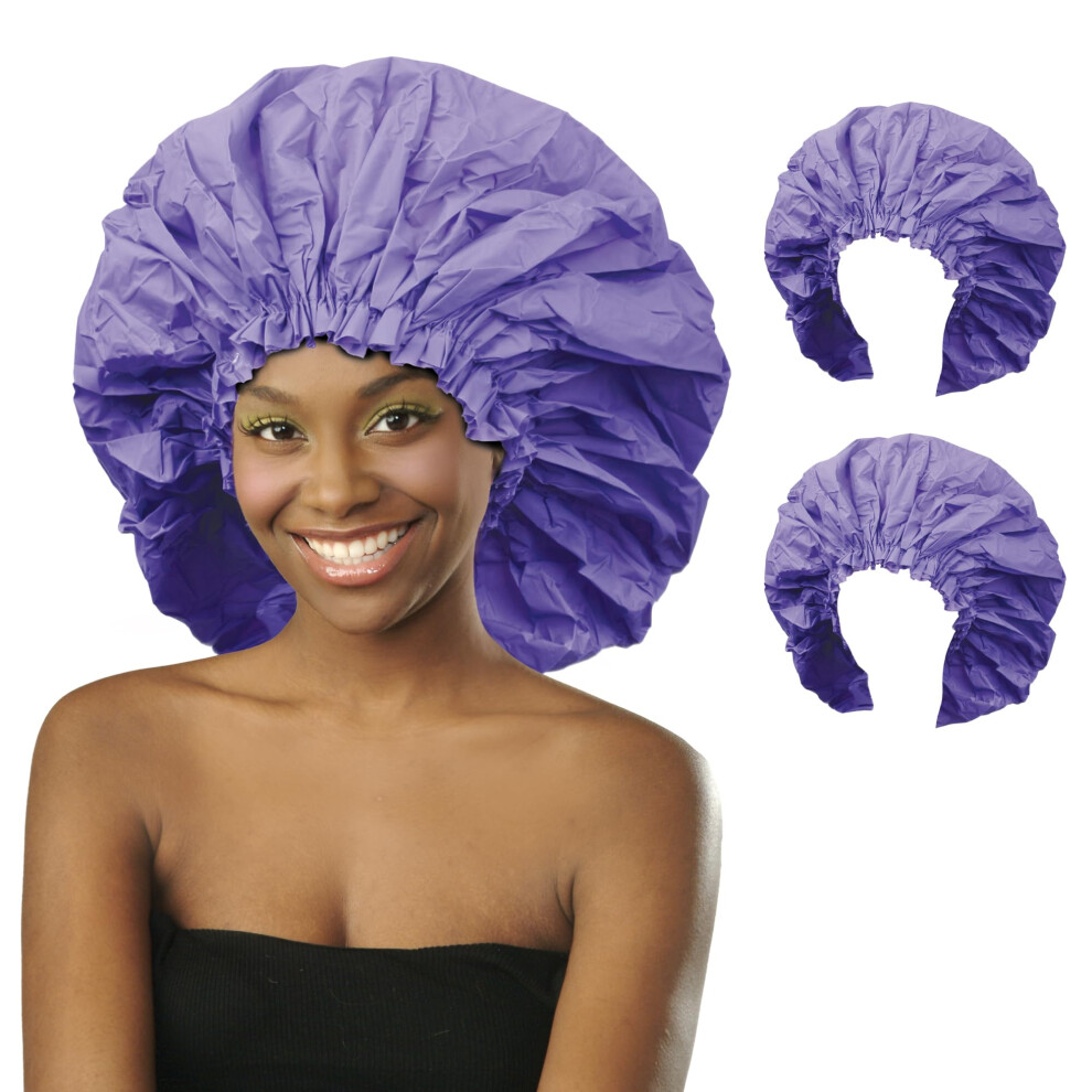 Donna Premium Collection Shower Cap Waterproof Super Jumbo Bonnet 2pc